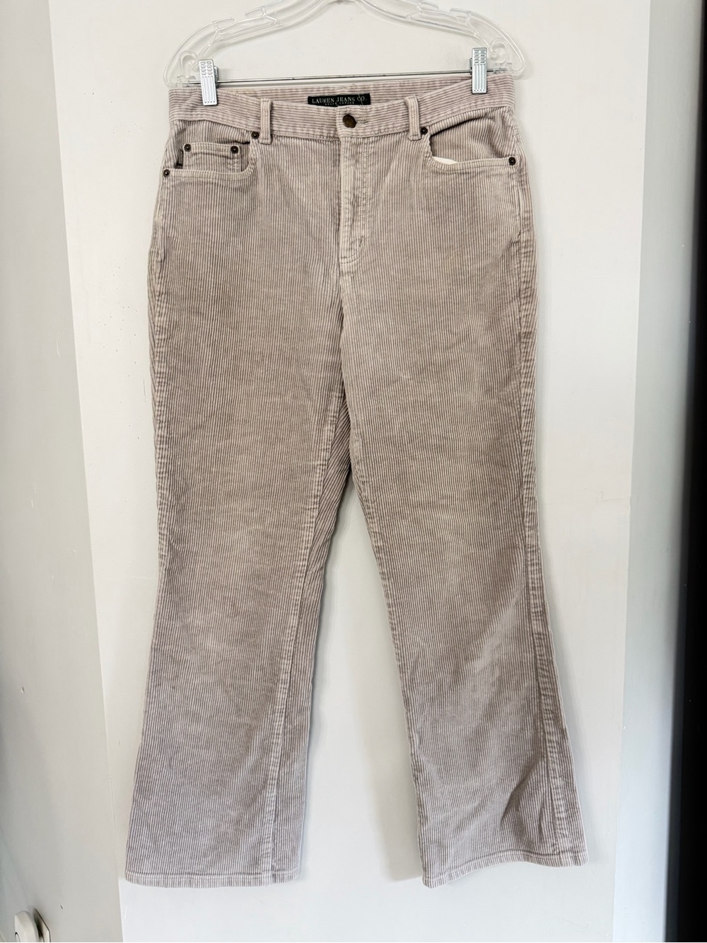 Ralph Lauren Jeans Co Women 10 silver gray flared opening corduroy designer pant